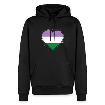 Pride Herz LGBTQ - Genderqueer - Männer Premium Bio Hoodie - Schwarz - Vorne - Nico (187cm)