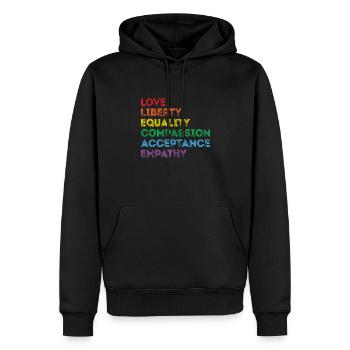 Fier LGBTQ. Déclaration - Sweat à capuche Premium bio Homme - noir - Devant - Nico (187cm)