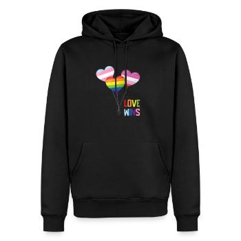 Fier LGBTQ. Opinion - Sweat à capuche Premium bio Homme - noir - Devant - Nico (187cm)