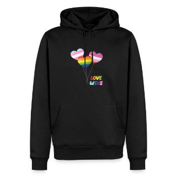 Fier LGBTQ. Déclaration - Sweat à capuche Premium bio Homme - noir - Devant - Nico (187cm)