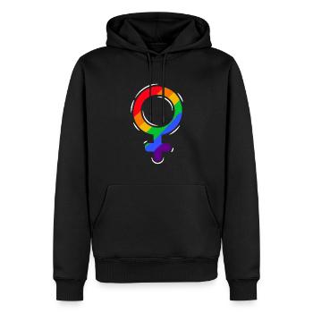 Fier LGBTQ. Opinion - Sweat à capuche Premium bio Homme - noir - Devant - Nico (187cm)