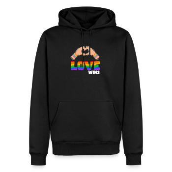 Fier LGBTQ. Opinion - Sweat à capuche Premium bio Homme - noir - Devant - Nico (187cm)