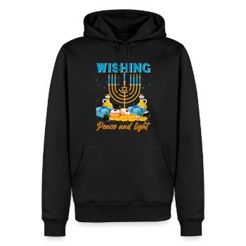 Hanoukka Hanoukka Dreidel Latkes Hanoukka - Sweat à capuche Premium bio Homme - noir - Devant - Nico (187cm)