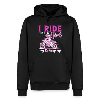 Motocross Girl Motocross Woman Offroad Motorcycle - Men’s Premium Organic Hoodie - black - Front - Nico (187cm)