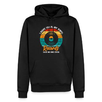 Platine vinyle vinyle rétro collection - Sweat à capuche Premium bio Homme - noir - Devant - Nico (187cm)