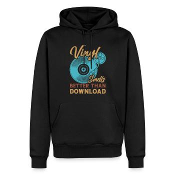 Platine vinyle vinyle rétro collection - Sweat à capuche Premium bio Homme - noir - Devant - Nico (187cm)