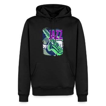 Festival d’improvisation de musique jazz - Sweat à capuche Premium bio Homme - noir - Devant - Nico (187cm)