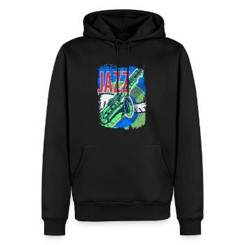 Festival d’improvisation de musique jazz - Sweat à capuche Premium bio Homme - noir - Devant - Nico (187cm)