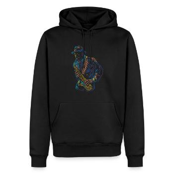 Festival d’improvisation de musique jazz - Sweat à capuche Premium bio Homme - noir - Devant - Nico (187cm)