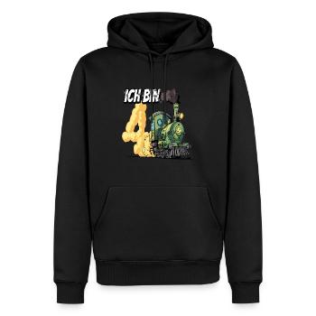 Ich bin 4 - 4. Geburtstag Zug Dampflok - Männer Premium Bio Hoodie - Schwarz - Vorne - Nico (187cm)