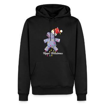 Noël Hippo - Flusspferd Weihnachten - Sweat à capuche Premium bio Homme - noir - Devant - Nico (187cm)