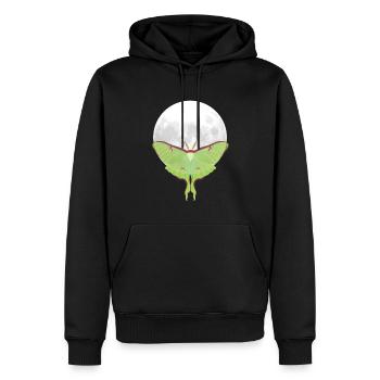 Actias luna - Papillon de nuit devant la Lune - Sweat à capuche Premium bio Homme - noir - Devant - Nico (187cm)