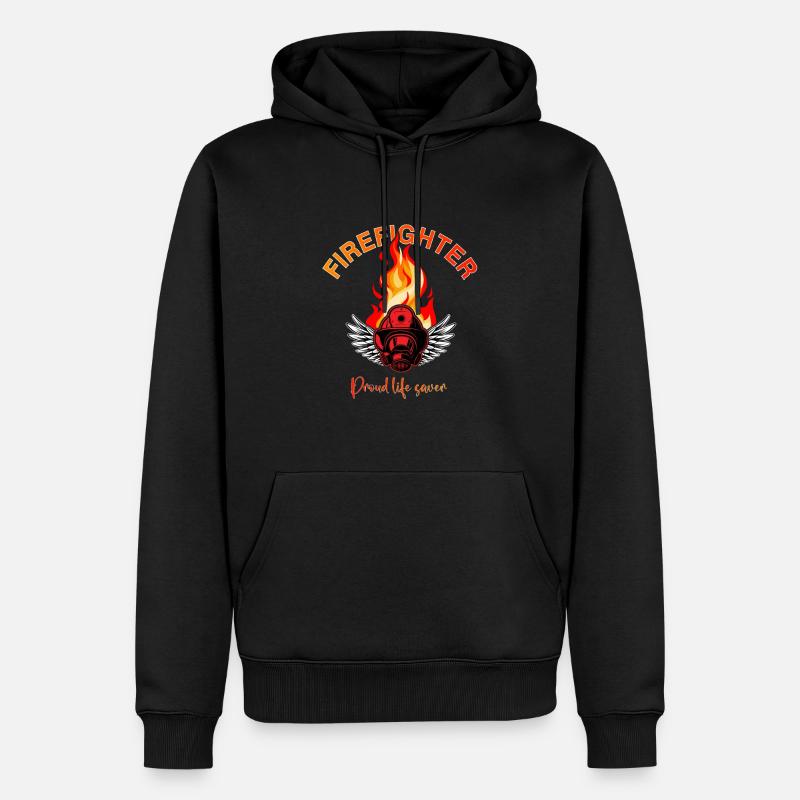 Fireman Firefighter Feuerwehrmann - Männer Premium Bio Hoodie - Schwarz