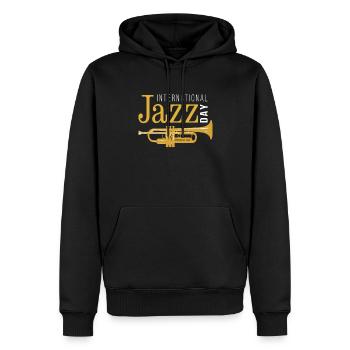 Festival d’improvisation de musique jazz - Sweat à capuche Premium bio Homme - noir - Devant - Nico (187cm)
