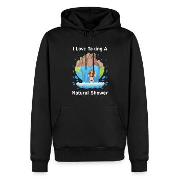 Femme sous cascade - douche naturelle - Sweat à capuche Premium bio Homme - noir - Devant - Nico (187cm)
