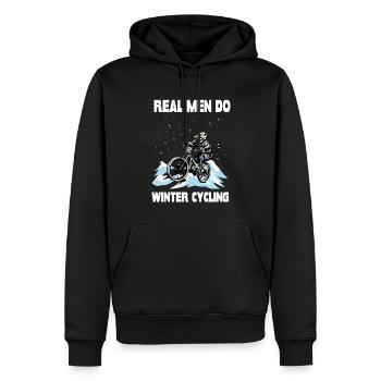 De vrais hommes en hiver vélo VTT - Sweat à capuche Premium bio Homme - noir - Devant - Nico (187cm)