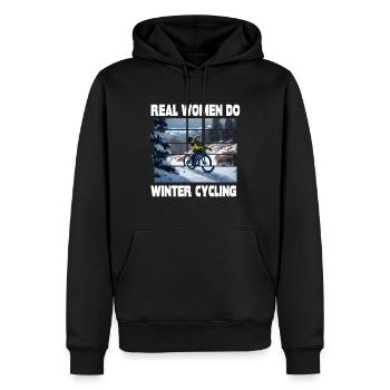 Echte Frauen Fahren im Winter Rad Mountainbike - Männer Premium Bio Hoodie - Schwarz - Vorne - Nico (187cm)