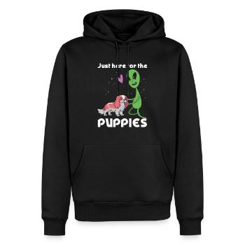 Seulement ici pour les chiots d’extraterrestres - Sweat à capuche Premium bio Homme - noir - Devant - Nico (187cm)