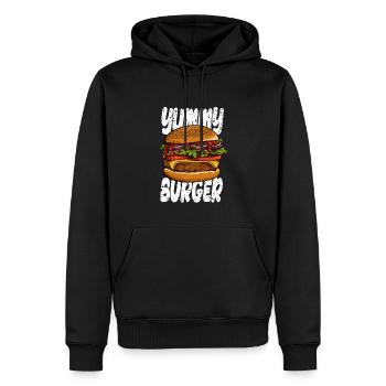J’adore la restauration rapide, les hamburgers et les frites - Sweat à capuche Premium bio Homme - noir - Devant - Nico (187cm)
