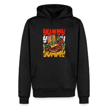 J’adore la restauration rapide, les hamburgers et les frites - Sweat à capuche Premium bio Homme - noir - Devant - Nico (187cm)