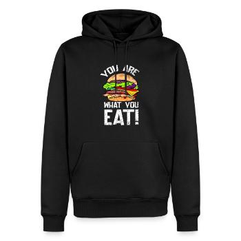 J’adore la restauration rapide, les hamburgers et les frites - Sweat à capuche Premium bio Homme - noir - Devant - Nico (187cm)