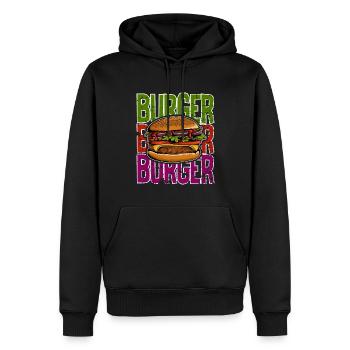 J’adore la restauration rapide, les hamburgers et les frites - Sweat à capuche Premium bio Homme - noir - Devant - Nico (187cm)