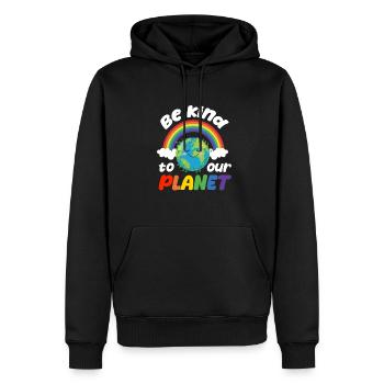 Be kind to our planet - world environment day - Männer Premium Bio Hoodie - Schwarz - Vorne - Nico (187cm)