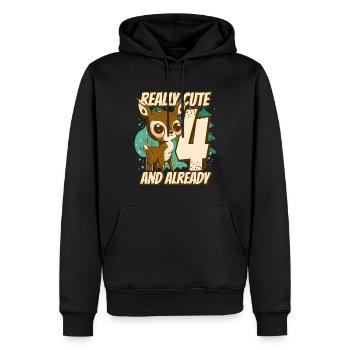 really Cute and already 4 - fawn children birthday - Männer Premium Bio Hoodie - Schwarz - Vorne - Nico (187cm)