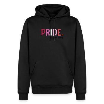 Pride LGBT Liebe gewinnt, wir sind queer und stolz - Männer Premium Bio Hoodie - Schwarz - Vorne - Nico (187cm)