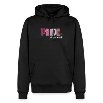 Pride LGBT Liebe gewinnt, wir sind queer und stolz - Männer Premium Bio Hoodie - Schwarz - Vorne - Nico (187cm)