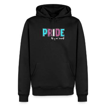 Pride LGBT Liebe gewinnt, wir sind queer und stolz - Männer Premium Bio Hoodie - Schwarz - Vorne - Nico (187cm)