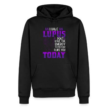 Mois de la sensibilisation au lupus - Sweat à capuche Premium bio Homme - noir - Devant - Nico (187cm)