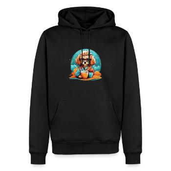 Journée mondiale du café avec un chien - Sweat à capuche Premium bio Homme - noir - Devant - Nico (187cm)