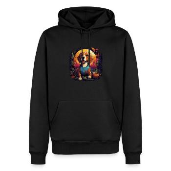 Journée mondiale du café avec mon chien, un beagle - Sweat à capuche Premium bio Homme - noir - Devant - Nico (187cm)