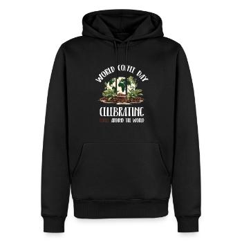 Welttag des Kaffees - Männer Premium Bio Hoodie - Schwarz - Vorne - Nico (187cm)