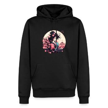 Geisha von Japan - Männer Premium Bio Hoodie - Schwarz - Vorne - Nico (187cm)