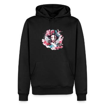 Geisha von Japan - Männer Premium Bio Hoodie - Schwarz - Vorne - Nico (187cm)