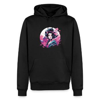 Geisha von Japan - Männer Premium Bio Hoodie - Schwarz - Vorne - Nico (187cm)