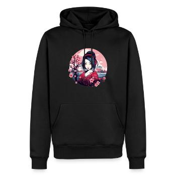 Geisha von Japan - Männer Premium Bio Hoodie - Schwarz - Vorne - Nico (187cm)