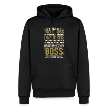 Fier cadeau du patron des employés - Sweat à capuche Premium bio Homme - noir - Devant - Nico (187cm)