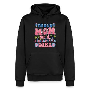 Fière maman d’une fille de maternelle! Fille - Sweat à capuche Premium bio Homme - noir - Devant - Nico (187cm)