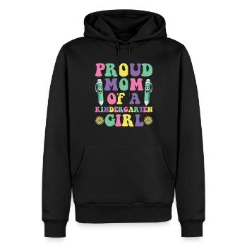 Fière maman d’une fille de maternelle! Fille - Sweat à capuche Premium bio Homme - noir - Devant - Nico (187cm)