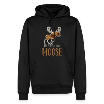 Mit Elch ist das Leben besser! Lustig Elch Spruch - Männer Premium Bio Hoodie - Schwarz - Vorne - Nico (187cm)