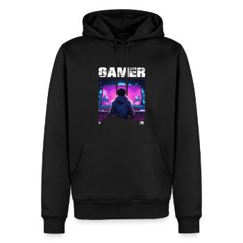 Le jeu est ma vie - Sweat à capuche Premium bio Homme - noir - Devant - Nico (187cm)