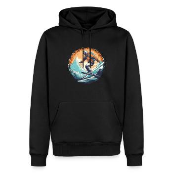 Snowboard ou ski puis après-ski - Sweat à capuche Premium bio Homme - noir - Devant - Nico (187cm)