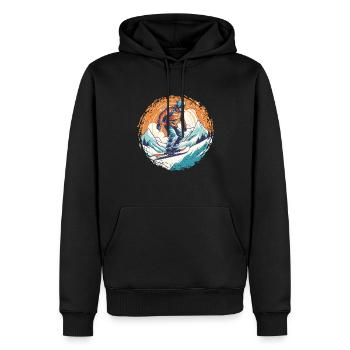 Snowboard ou ski puis après-ski - Sweat à capuche Premium bio Homme - noir - Devant - Nico (187cm)