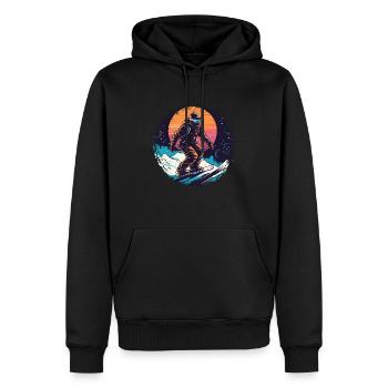 Snowboard ou ski puis après-ski - Sweat à capuche Premium bio Homme - noir - Devant - Nico (187cm)
