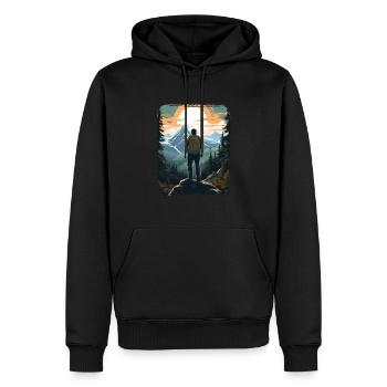 Aventure de trekking dans la nature de la forêt - Sweat à capuche Premium bio Homme - noir - Devant - Nico (187cm)