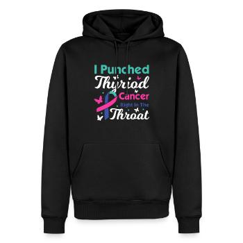 Sensibilisation au cancer de la thyroïde - Sweat à capuche Premium bio Homme - noir - Devant - Nico (187cm)