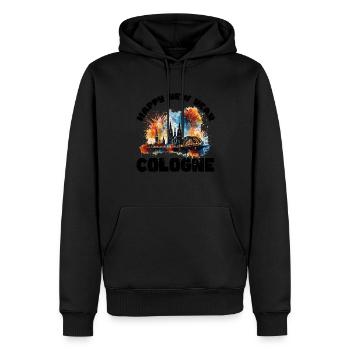 Happy New Year with fireworks in Cologne - Men’s Premium Organic Hoodie - black - Front - Nico (187cm)